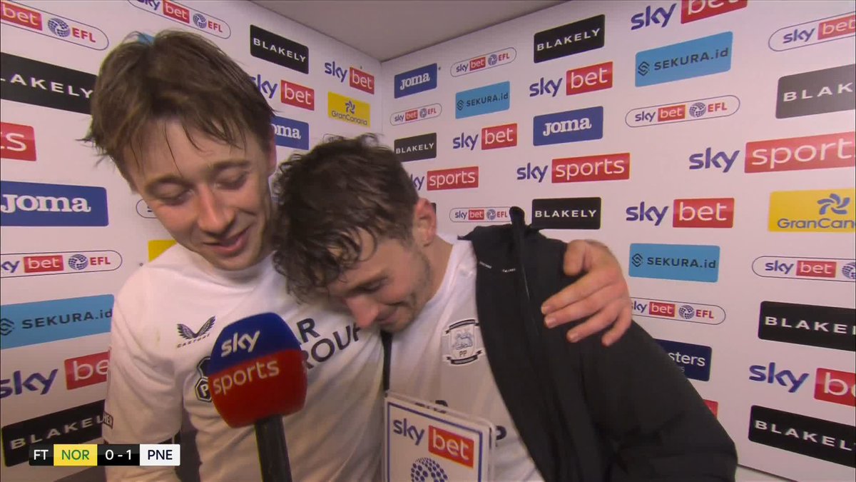 "Mad Dog, brilliant, well done" 😂🤝 Player of the Match Mads Frokjaer and Ryan Ledson react after Preston's victory against Norwich 🎙️