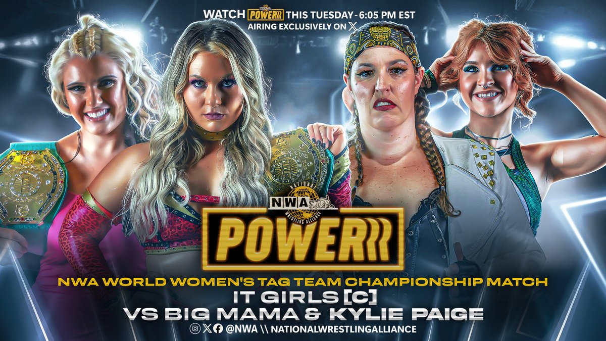 It's 6:05e! It's time for WRESTLING! It's time for NWA POWERRR! Both our men's & women's World Tag Titles are on the line in Dothan! Plus, we've got a NO LIMITS match featuring two former Junior Heavyweight Champions!