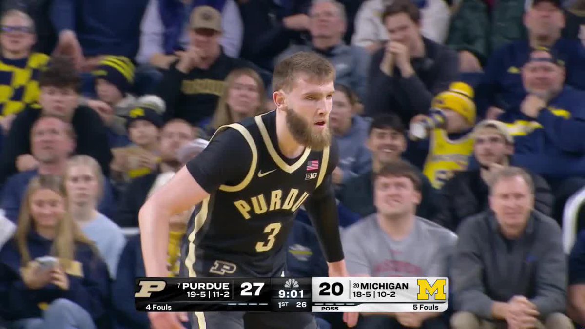 "SMITH. SPLASH. SCINTILLATING." ✨ Braden Smith has 14 so far in the first half for Purdue Men's Basketball 😱 #B1GMBBall on Peacock 💻