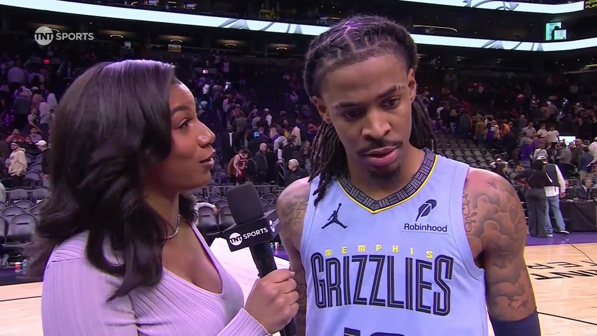 "He's one of the greats" 🤝 Ja Morant talks KD hitting 30K career points with Taylor Rooks after a hard-earned Memphis win 🎤