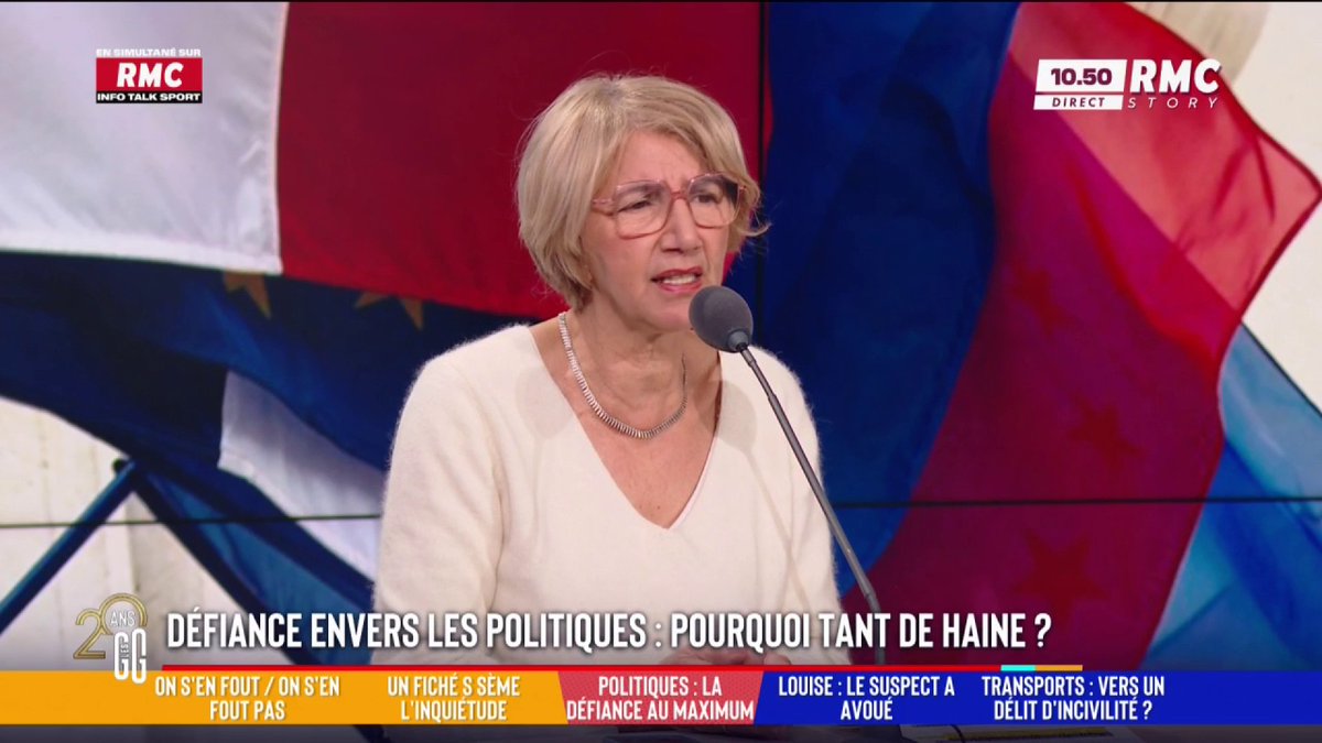 😒 Défiance envers les politiques : pourquoi tant de haine ? 🗣️ Zohra Rose Bitan 🌹🎗️SoutienFD0🦩 : "Ils ont le droit de se tromper. Mais on veut des gens honnêtes, qui ont le sens du bien commun. On veut des gens qui aiment le pays, on veut des gens qui entendent les Français." #GGRMC