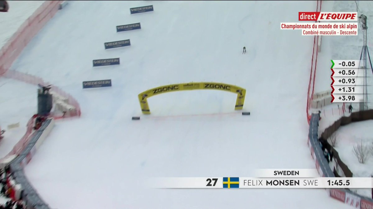 😳 Image impressionnante : le Suédois Felix Monsen chute sur le flanc… et réussit à finir sa descente ! Suivez les Championnats du monde de ski alpin en direct sur la chaine L'Équipe #lequipeSKI