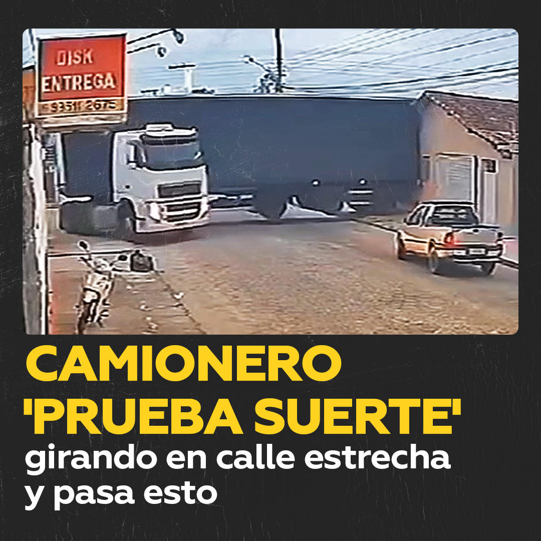 Camión causa desastre en una calle angosta mientras intenta girar en 'U' ¡Véalo hasta el final!