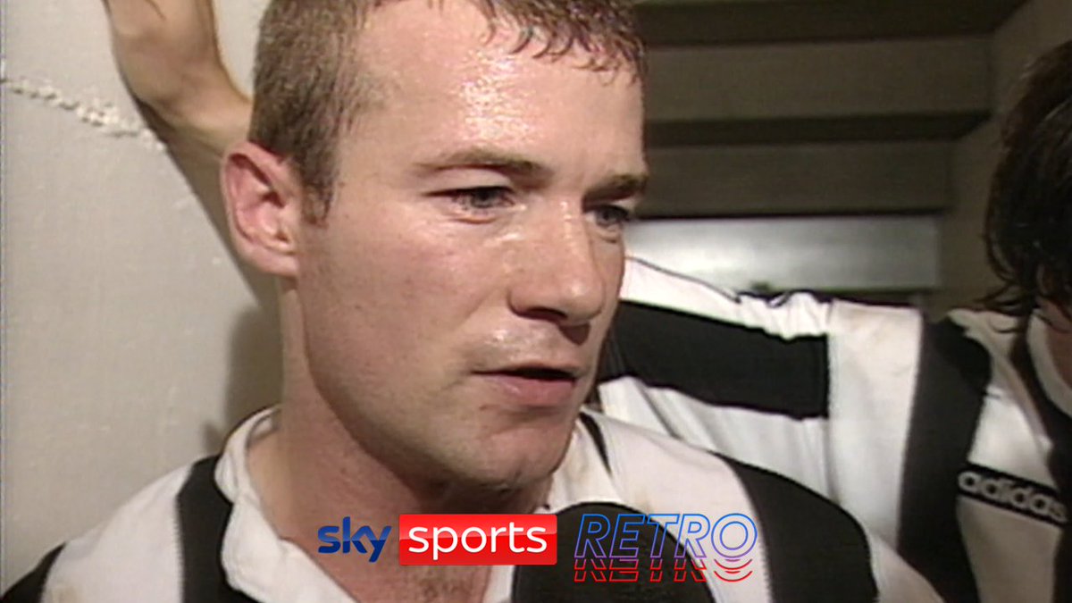 Alan Shearer, David Ginola &amp; Philippe Albert after Newcastle's 5-0 win over Manchester United.