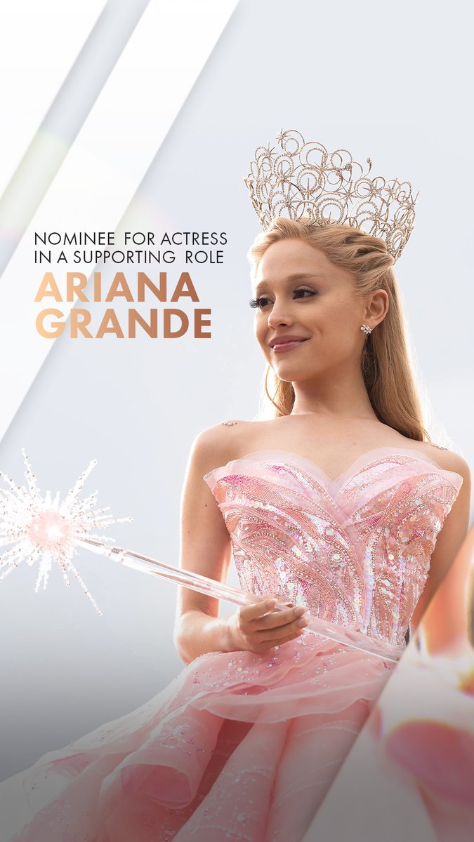 Ariana Grande as Galinda "Glinda" Upland in WICKED. Nominated for Actress in a Supporting Role at the 97th Oscars. Watch the #Oscars LIVE on Sunday, March 2nd, at 7e/4p on ABC and Hulu.