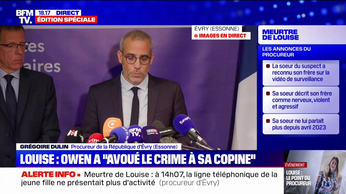 Meurtre de Louise: le principal suspect a dit "regretter" les faits