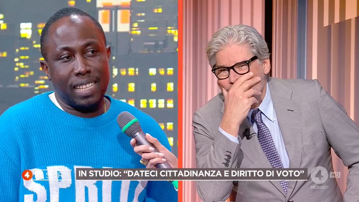 Landini: cittadinanza per tutti. In studio: "Dateci cittadinanza e diritto di voto" Cosa ne pensate? #4disera in diretta su #Rete4 e in streaming su Mediaset Infinity