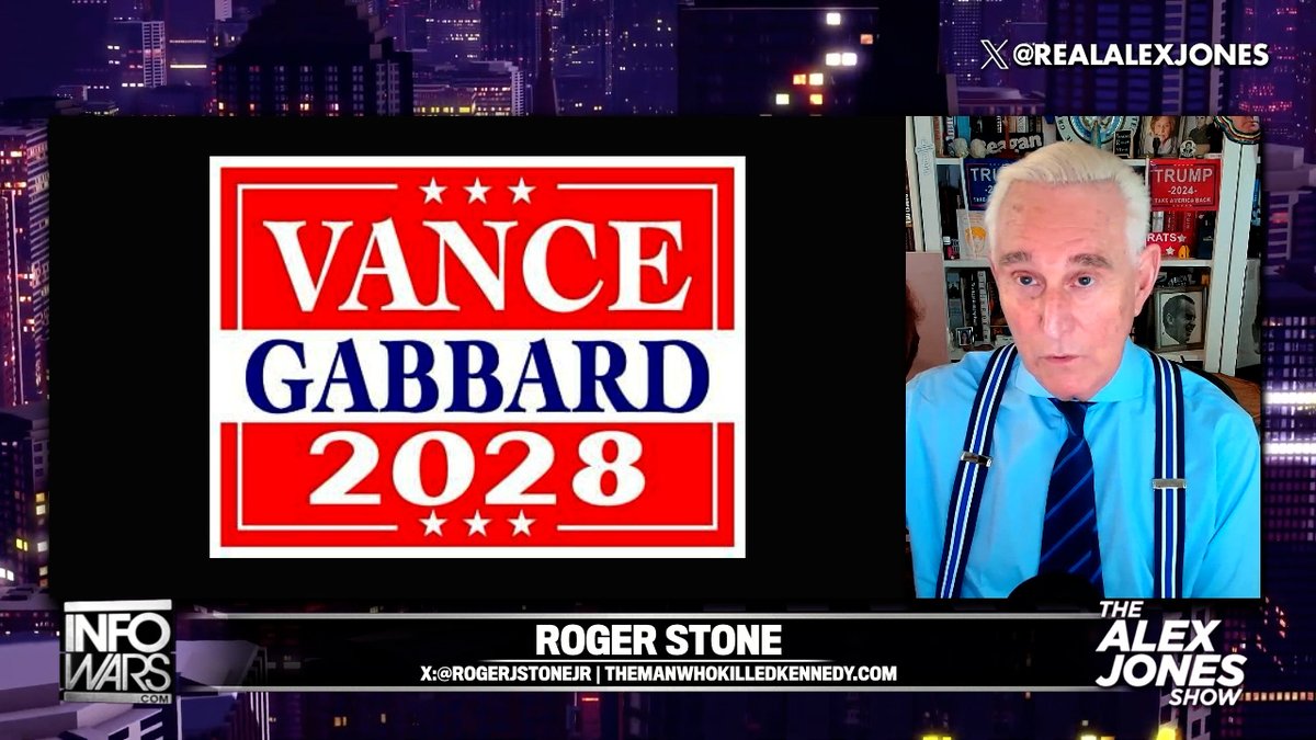 EXCLUSIVE: Will President Trump Endorse JD Vance Or Tulsi Gabbard In 2028? Roger Stone Gives Alex Jones The Inside Scoop » WATCH/SHARE THE LIVE X STREAM HERE:
