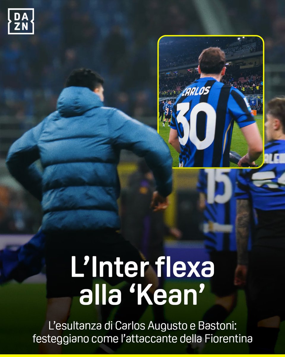 L'Inter ๐๐๐๐๐ 'alla Kean' ๐๐ช La ๐ง๐๐ซ๐๐ฃ๐๐๐ฉ๐ di Bastoni e Carlos Augusto che festeggiano come aveva fatto Moise all'andata ๐ณ ๐ค Davide Bernardi Bordocam #InterFiorentina รจ disponibile ora su #DAZN! ๐ฒ
