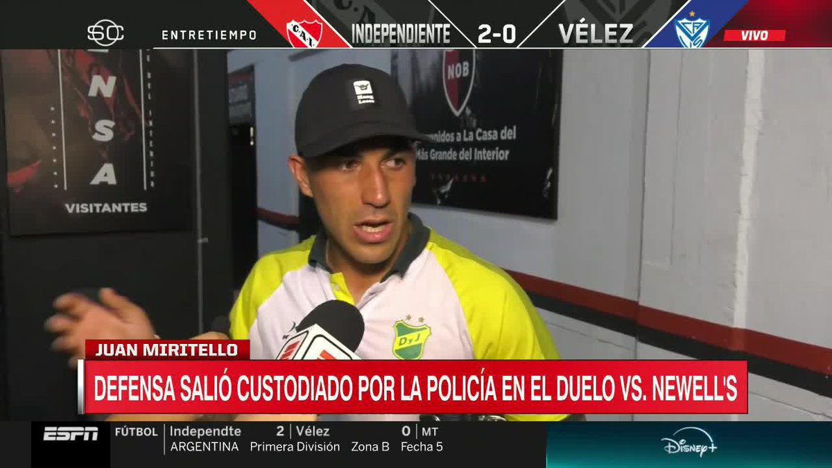 "ESTUVIMOS MEDIA HORA PARA SALIR... NOS TIENEN QUE CUIDAR UN POQUITO MÁS." Juan Miritello habló sobre la dificultad que tuvo el plantel de Defensa y Justicia para abandonar el campo de juego del Coloso. 📺 #SportsCenter | #DisneyPlus