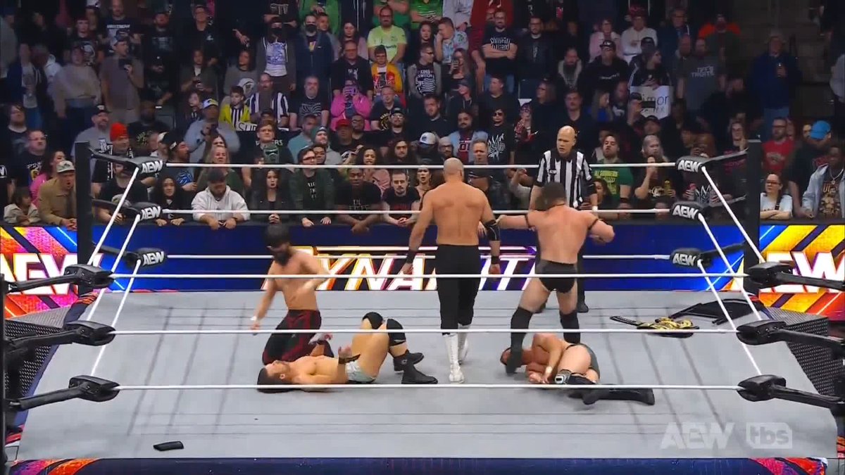 TNT Champion Daniel Garcia and 2.0 make the save! Watch #AEWDynamite on TBS Network & @SportsOnMax Adam Cole | @KORCombat | @RoderickStrong | Swiss | BASTARD | YUTA | @GarciaWrestling | @TheDaddyMagic | ‘Cool Hand’ Angelo Parker
