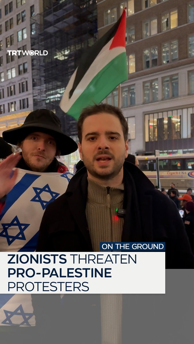 "Is your visa up to date? Take pictures so we can share them online." Zionists from the Betar group threaten and harass pro-Palestine activists participating in a Gaza protest in New York City