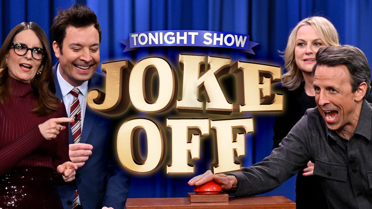 Tina Fey, Amy Poehler &amp; Seth Meyers crash Jimmy’s monologue for a Joke Off! #FallonTonight