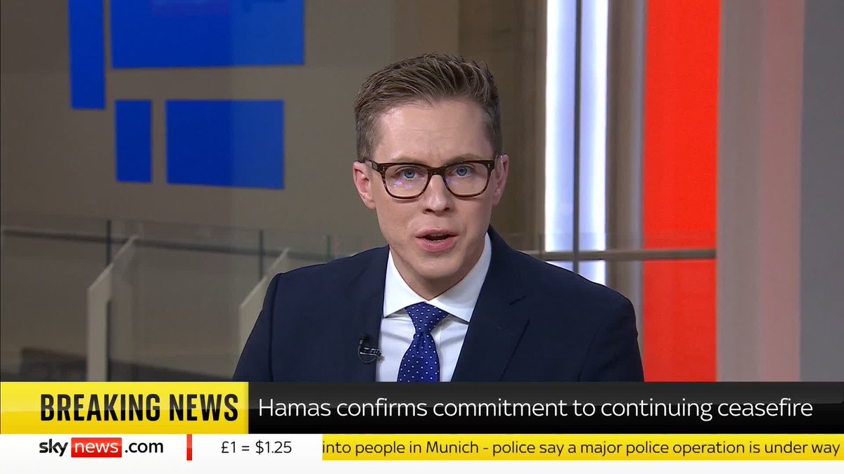 BREAKING: Hamas has confirmed its commitment to continuing the ceasefire deal in Gaza, including the hostage exchange. Latest: 📺 Sky 501, Virgin 602, Freeview 233 and YouTube