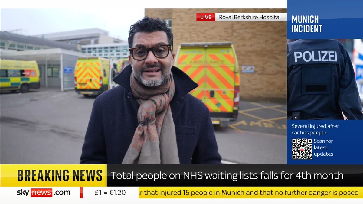 BREAKING: The number of people on NHS waiting lists in England has fallen for the fourth month in a row, new figures show. @AshishSkyNews has the latest. Read more: 📺 Sky 501, Virgin 602, Freeview 233 and YouTube