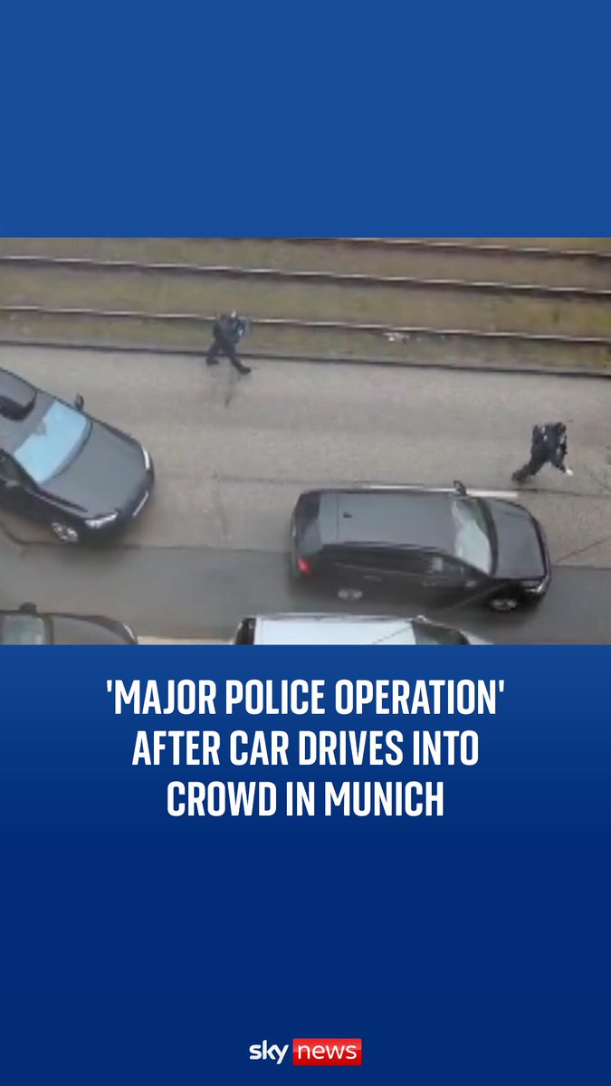 At least 20 people are reported to have been injured in Munich after a car drove into a group of people. Police say the driver has been 'secured on site'.