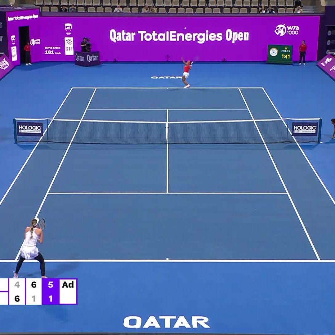 What a turnaround 🤯 Alexandrova defeats Pegula 4-6, 6-1, 6-1 and will meet the winner of Kostyuk/Anisimova in the semifinals! #QatarTotalEnergiesOpen