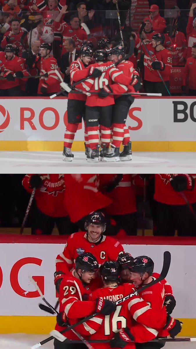 Volume up for Canadian team joy. 🔊 📺: #4Nations Face-Off USA vs. Canada this Saturday at 8p ET on ABC, ESPN+, Disney+, Sportsnet and TVA Sports
