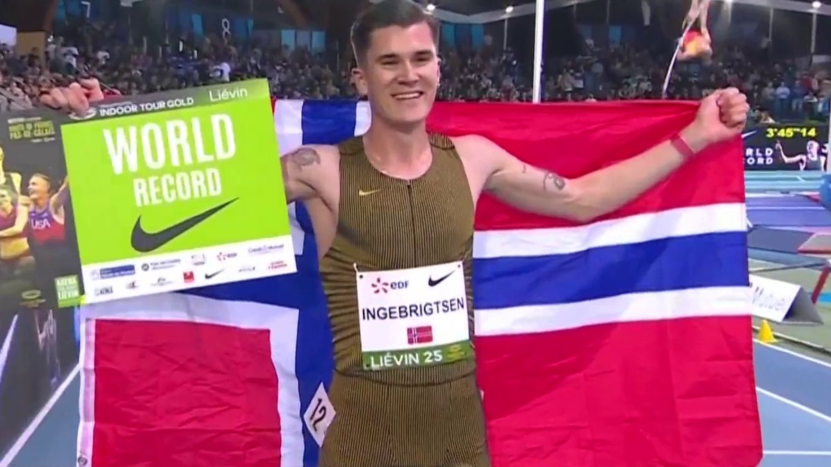 🇳🇴Jakob Ingebrigtsen breaking TWO WORLD RECORDS in the same race! 3:29.63 - 1500m 3:45.14 - Mile