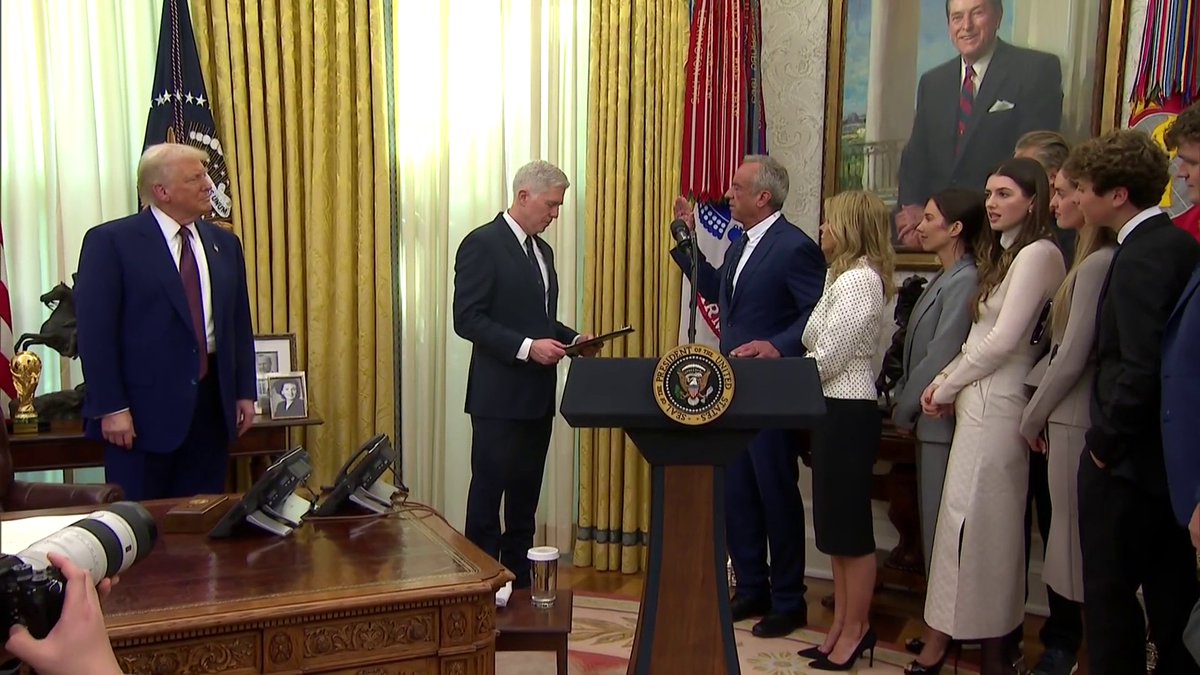 MOMENTS AGO: RFK Jr. is sworn in as the secretary of the Department of Health and Human Services during a ceremony at the White House.