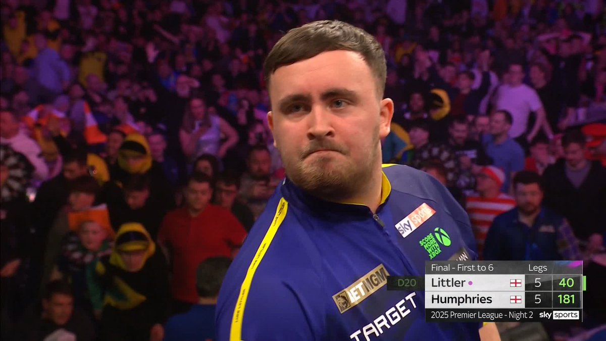 BREAKING: Luke Littler wins night two of the Premier League Darts in Glasgow after beating Luke Humphries 6-5 in the final 🚨🎯
