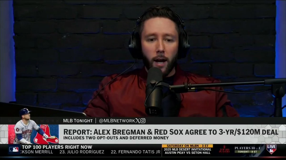 "I have my phone propped up on my laptop and I'm getting a FaceTime from Bregman..." 🤯 Jared Carrabis shares how he found out about the Red Sox's reported signing of Alex Bregman and what the 2x All-Star can provide in Boston. #MLBTonight