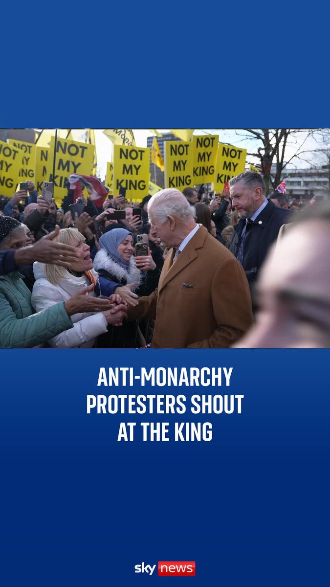 During a Royal visit to Middlesbrough, King Charles was met with anti-monarchy protesters chanting "not my King" and holding signs ⬇️