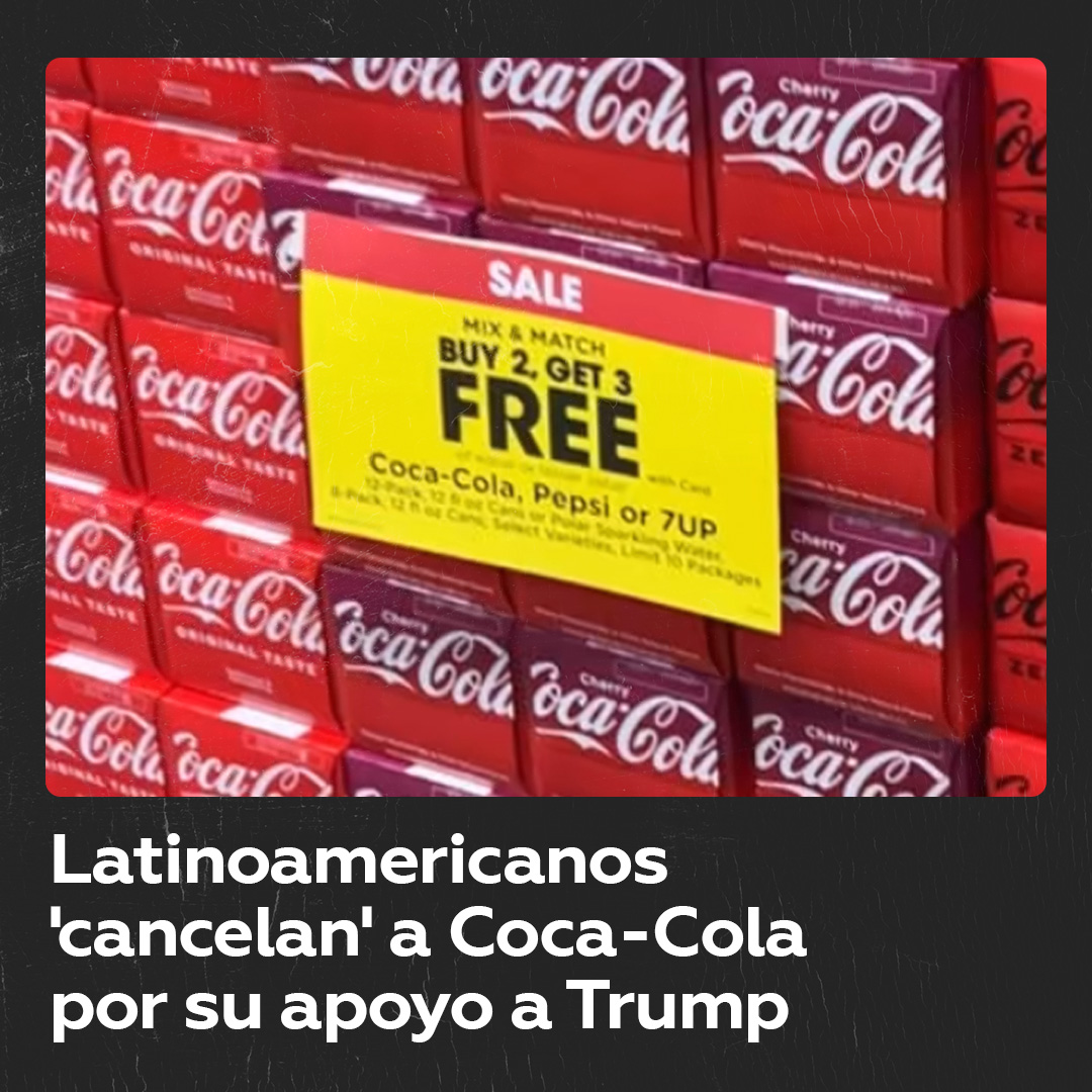 🌎❌Latinoamericanos 'cancelan' a Coca-Cola por su apoyo a Trump En los supermercados de EE.UU., la comunidad latina ha decidido boicotear a Coca-Cola por apoyar las políticas antiinmigrantes de Donald Trump.