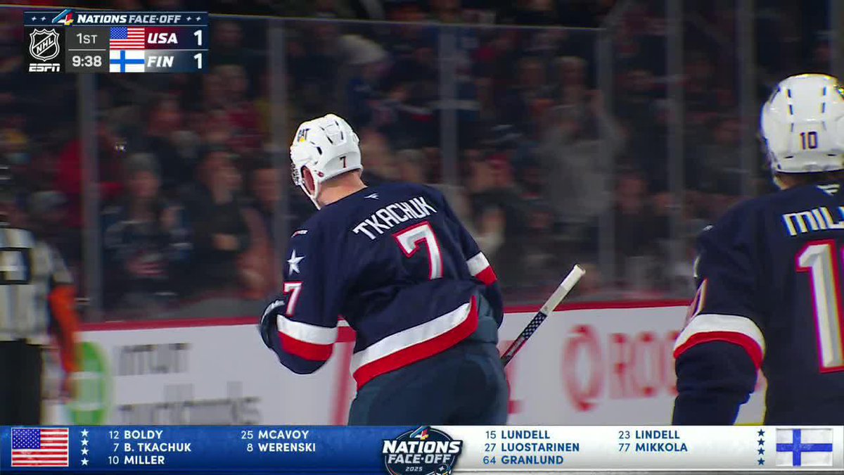BRADY TKACHUK DRIVES IT HOME FOR USA! 🇺🇸 It's tied on ESPN/ESPN+‼️