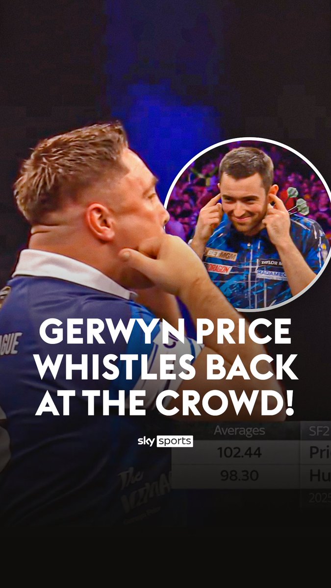 Gerwyn Price whistles back at the Premier League crowd in Glasgow after they were previously warned by PDC referee Kirk Bevins 😤🏟️
