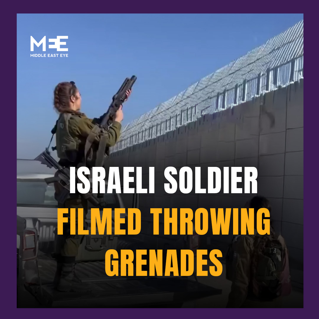A female Israeli soldier posted a video of herself throwing grenades over a fence in the occupied West Bank. This follows a trend among the Israeli army routinely sharing and celebrating abuses they committed on social media, including potential