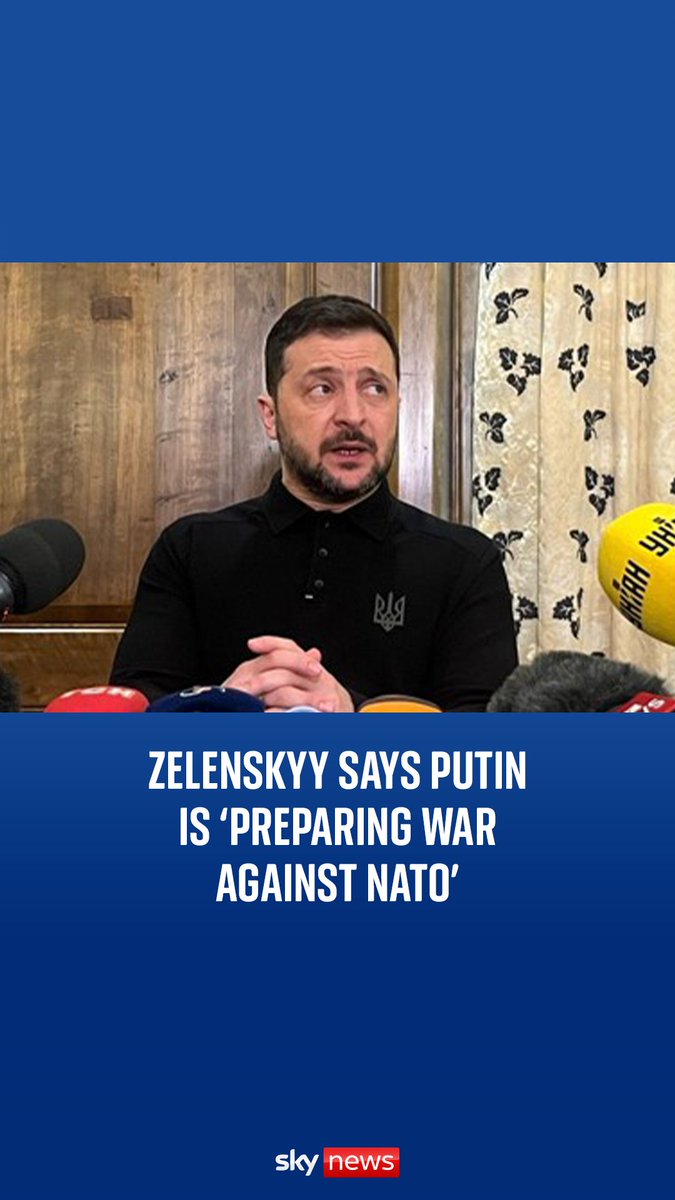 🗣️ ‘Putin is preparing a war against NATO.’ Ukrainian President Volodymyr Zelenskyy said he believes Putin is preparing for a war against NATO and he has no meetings arranged with Russians "that he knows of". More here: