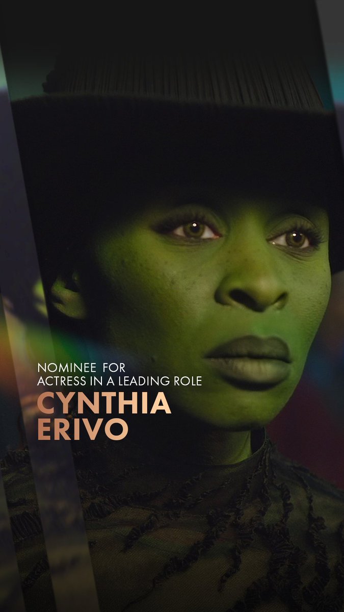 Cynthia Erivo as Elphaba Thropp in WICKED. Nominated for Actress in a Leading Role at the 97th Oscars. Watch the #Oscars LIVE on Sunday, March 2nd, at 7e/4p on ABC and Hulu.