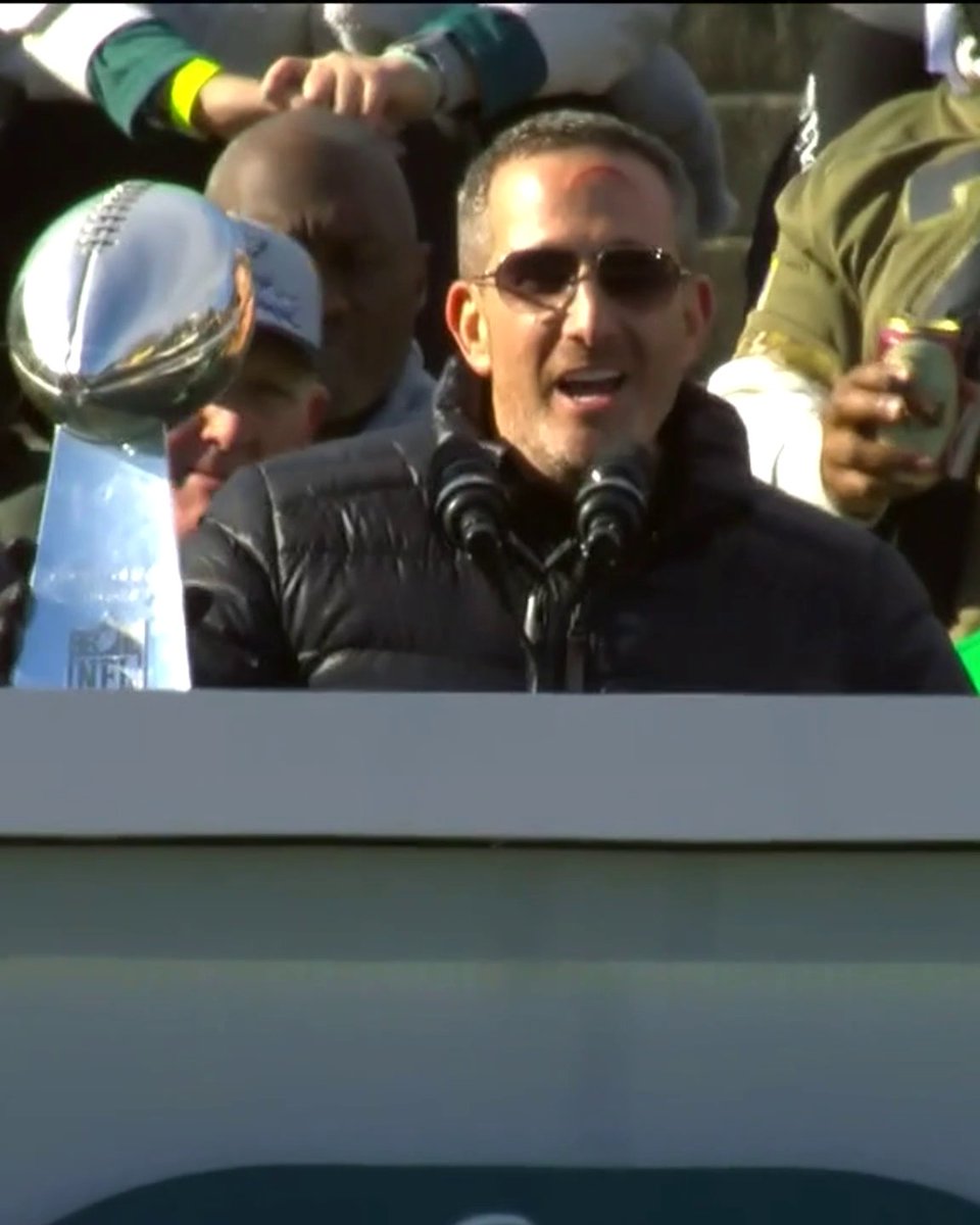 "I BLEED FOR THIS CITY" —Eagles GM Howie Roseman after getting hit with a beer at the parade 😅