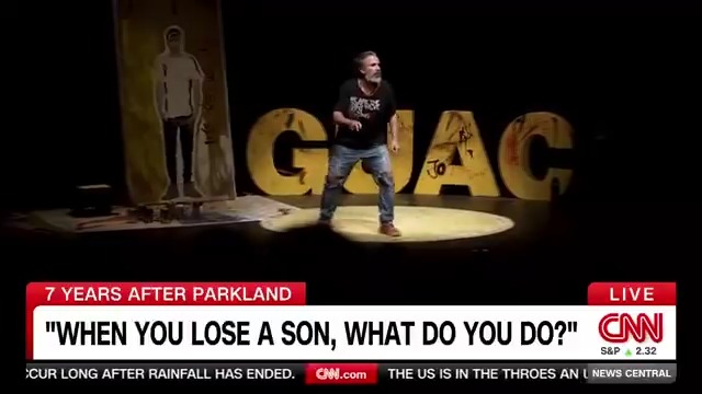 "We do this every day so that you don't have to be me." Manuel Oliver, whose son Joaquin was killed 7 years ago today in the Parkland shooting, is in DC, fronting a one-man play about his son and gun violence.