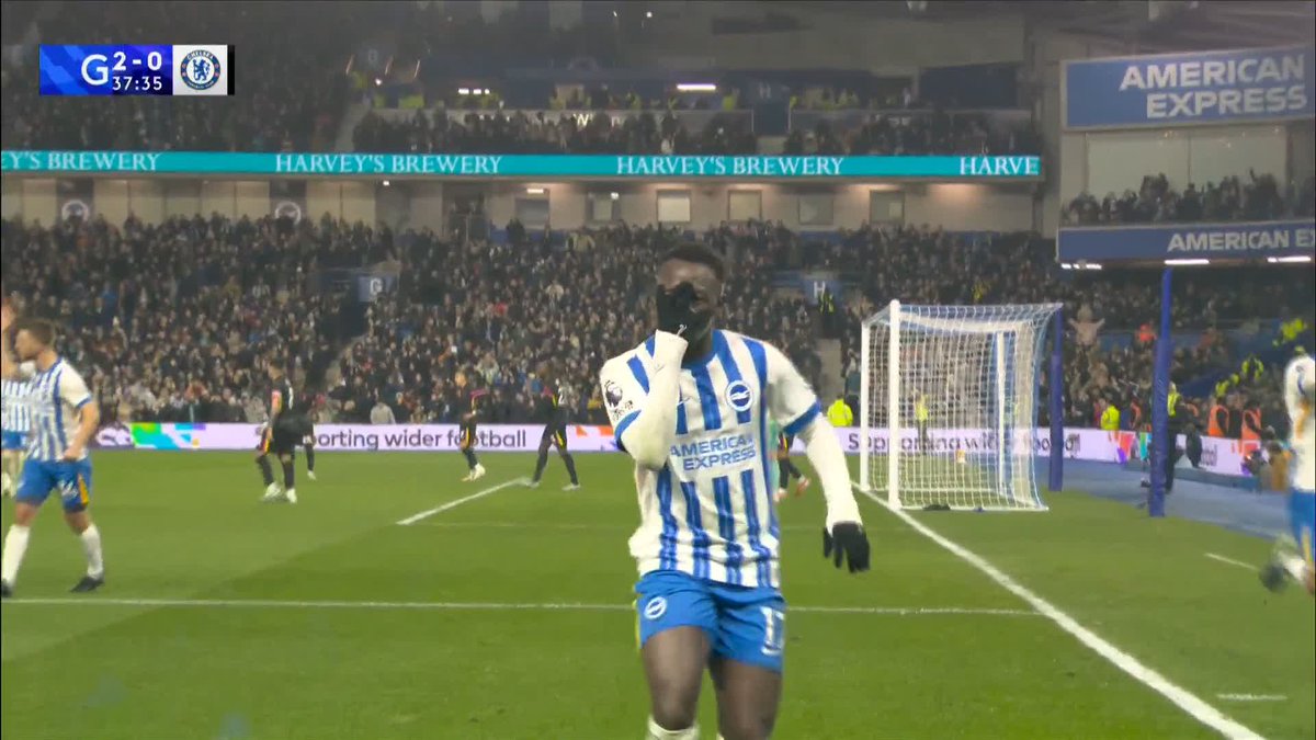 Minteh doubles Brighton's advantage! 🔵 Rutter and Welbeck in the build-up 👏
