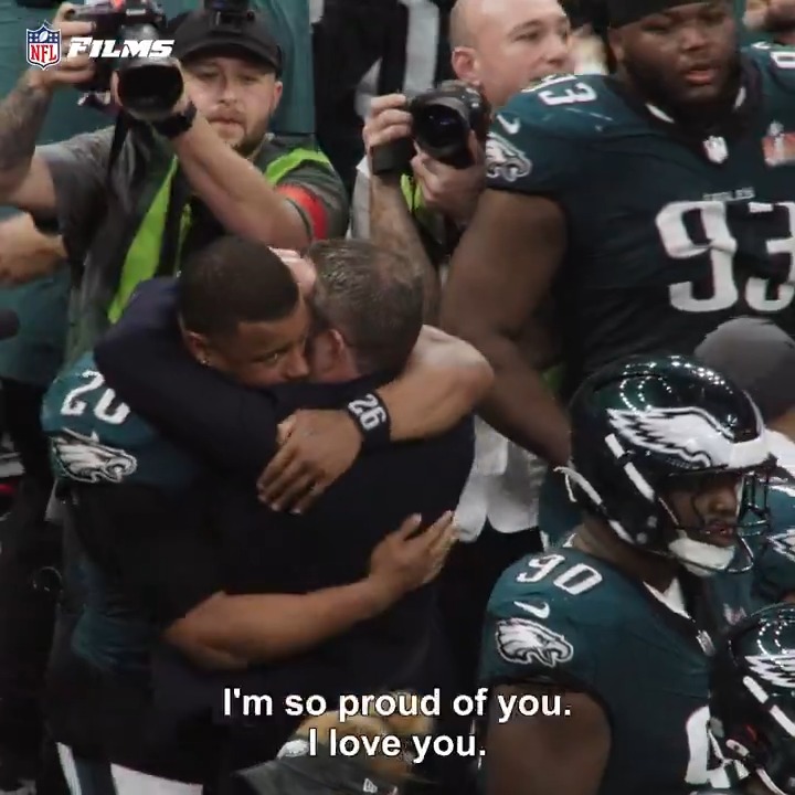 These moments between @Saquon and Philadelphia Eagles leadership after Super Bowl LIX 🥹 (via NFL Films)