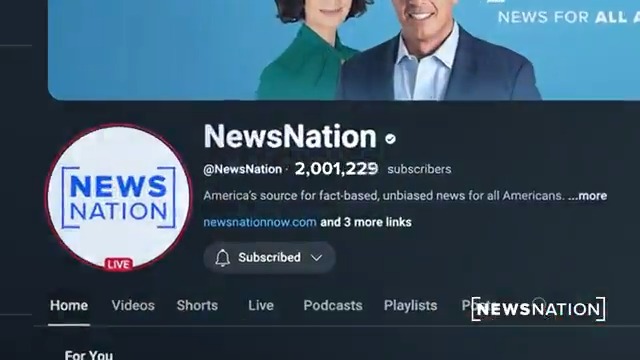 NewsNation hit 2 million subscribers on YouTube! Thank you to all those in our community who tune in each and every day as we continue to report news for all Americans. Find us on your screen: