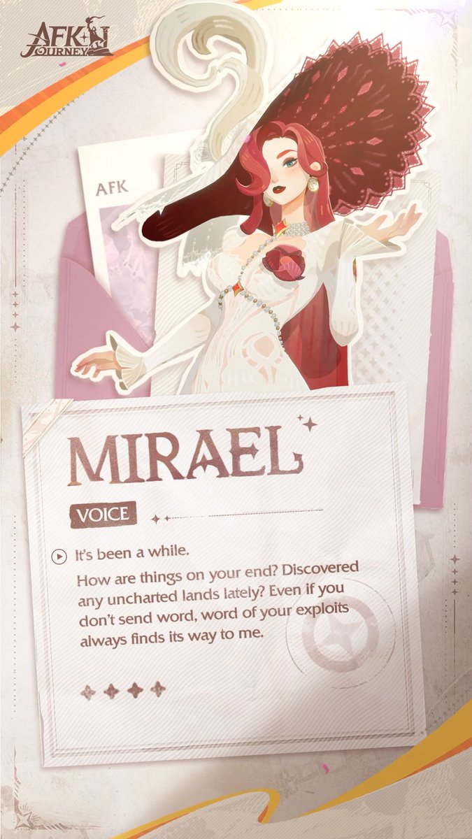 This Valentine's Day Mirael, (voiced by Jessica Munna) catches up with a heartfelt letter. #AFKJourney #Mirael #ValentinesDay