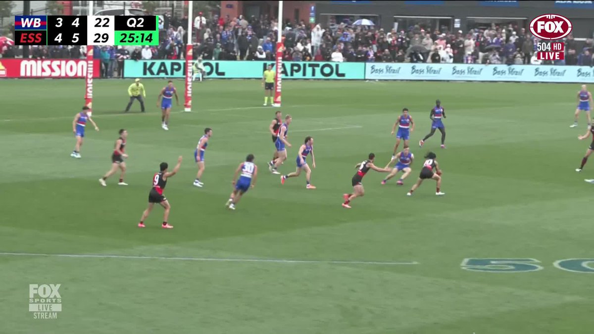 That'll excite the Bombers fans. Isaac Kako showing his class in front of goal 😍 📺 Watch #AFLDogsDons on ch. 504 or stream on Kayo: ✍️ BLOG