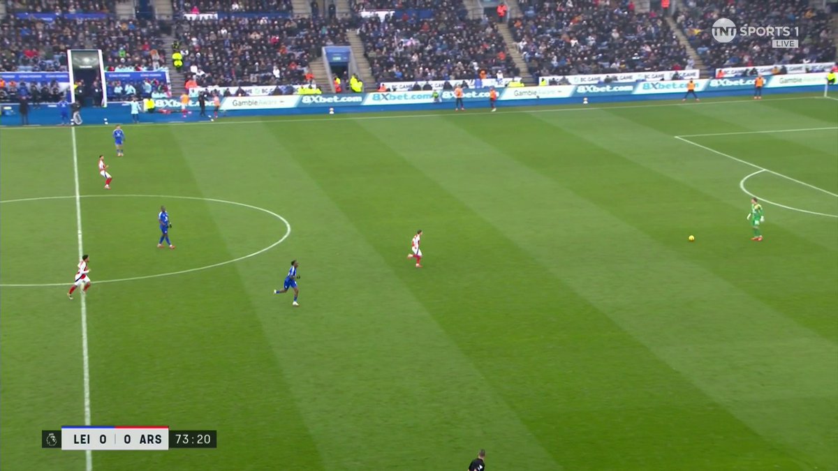 Leicester were on the verge of taking the lead against Arsenal... Until this Myles Lewis-Skelly interception 🧱 📺 TNT Sports &amp; discovery+ UK