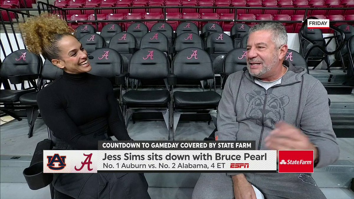 "This game used to mean a lot here in the state of Alabama. Now it means a lot throughout the country." š Auburn HC Bruce Pearl with jess sims on Auburn-Alabama being the first No. 1 vs. No. 2 showdown in the rivalry's history š