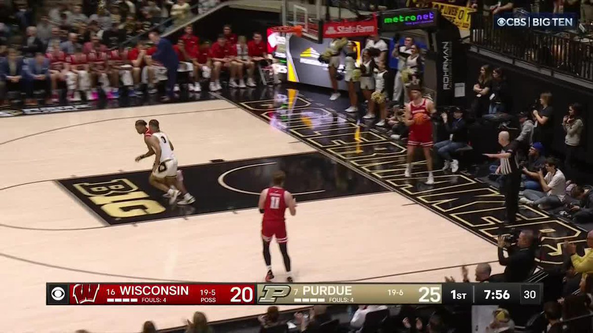 Kamari McGee of Wisconsin was ejected after receiving a Flagrant 2 foul on this play.
