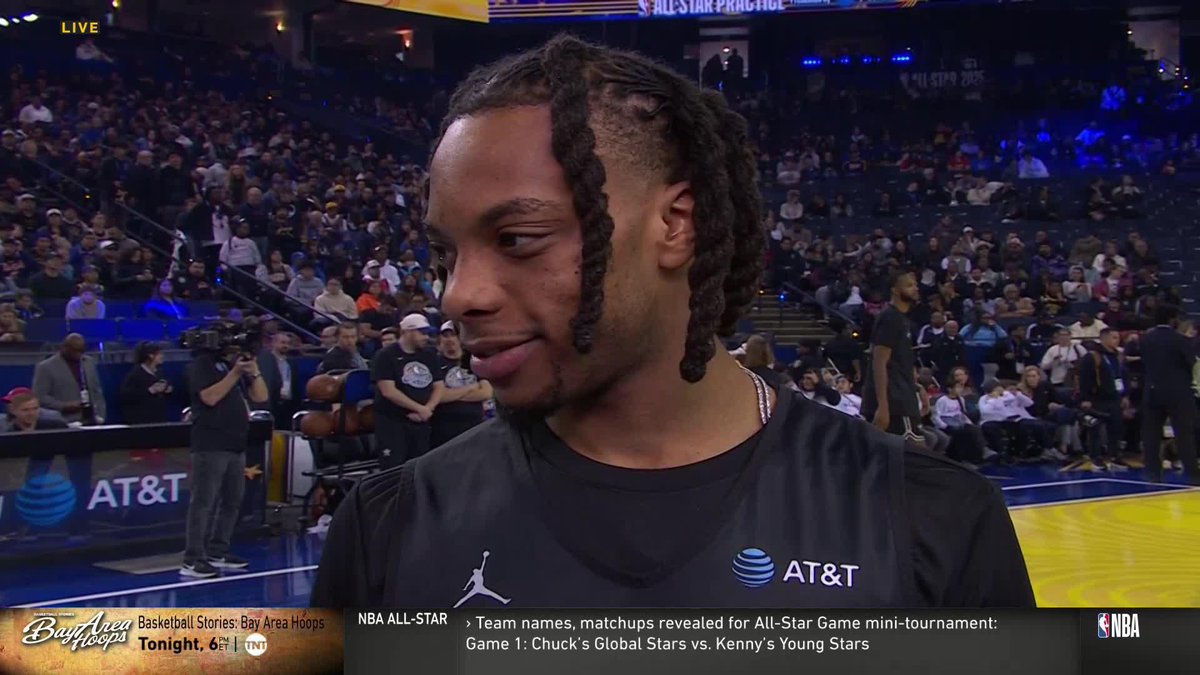 It's a family affair for DG 🫶 Clevelanders Allie LaForce &amp; Darius Garland caught up during #NBAAllStar practice &amp; gave a shoutout to the Garland family in attendance 😆