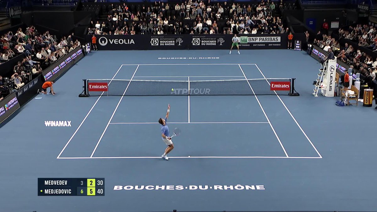The win of his life 🙌 Medjedovic stuns Medvedev 6-3 6-2 to reach the Marseille final 🥵 #open13provence