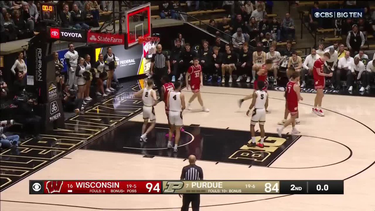 DOWN GOES NO. 7 💥 No. 16 Wisconsin Basketball upsets Purdue at Mackey 😱 #B1GMBBall