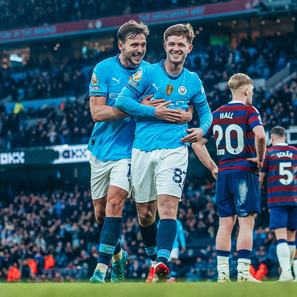 A first Premier League goal at the Etihad for @jamesmcatee6 🩵