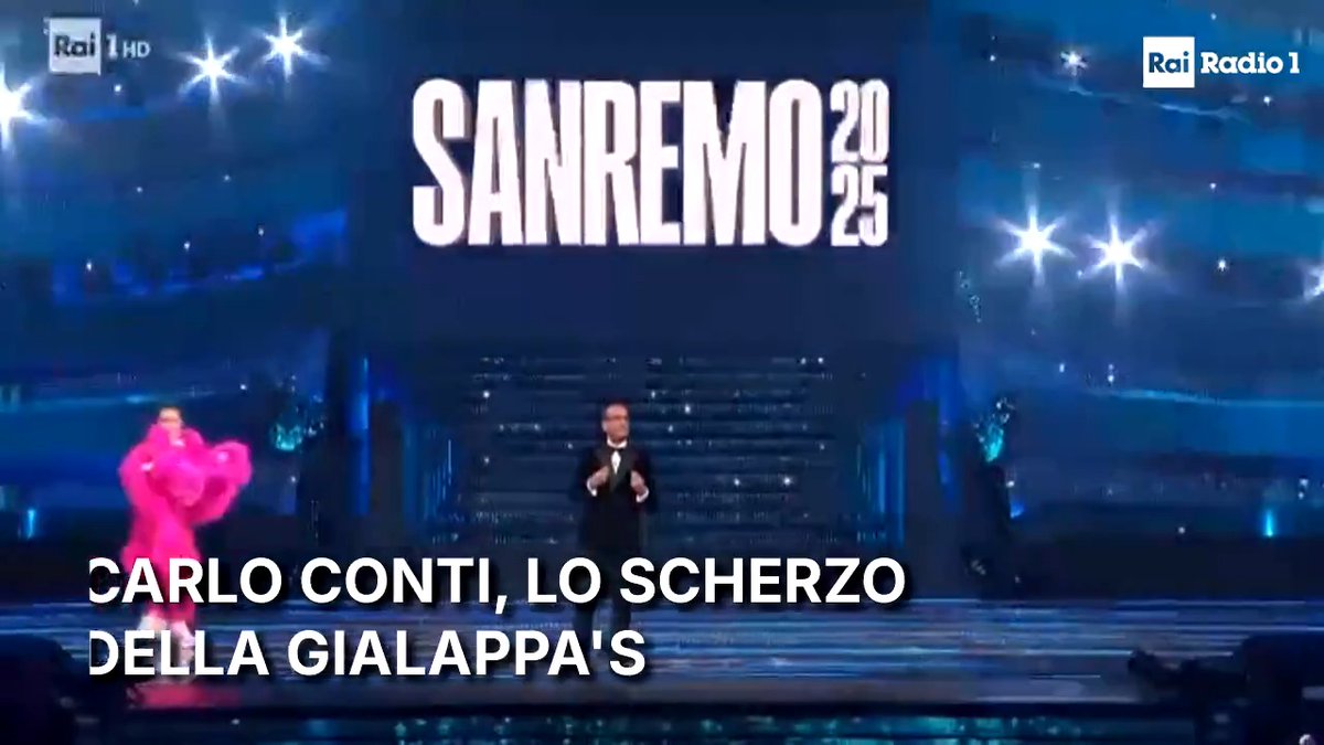 🔵#Sanremo2025 Brenda Lodigiani, nei panni di Angela dei Ricchi e Poveri, irrompe sulle note di "Ma non tutta la vita". Carlo Conti: "Uno scherzetto dei miei amici della Gialappa's" Brenda Gialappa's Band