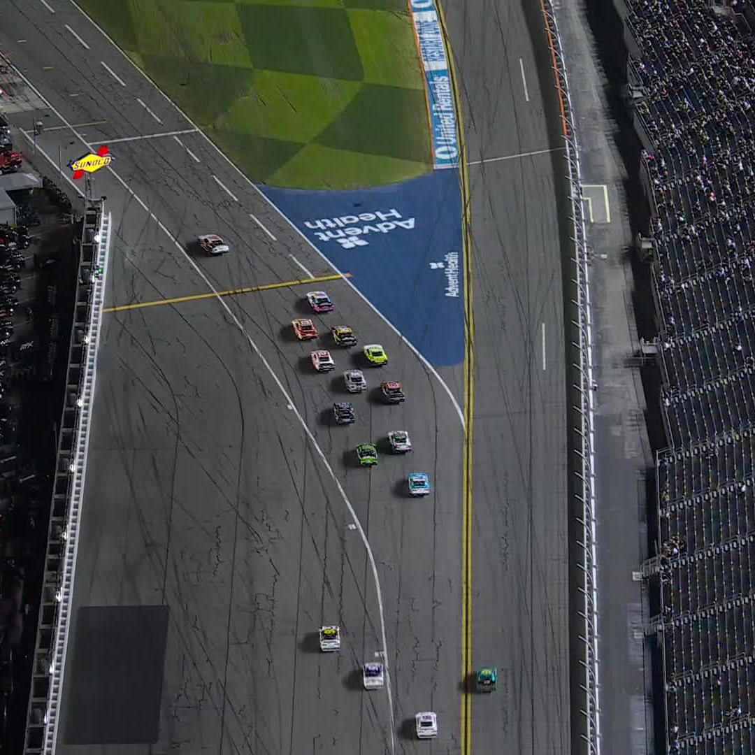 Issues at the entrance to pit road! Kris Wright has trouble getting slowed down and makes hard contact with the No. 91.