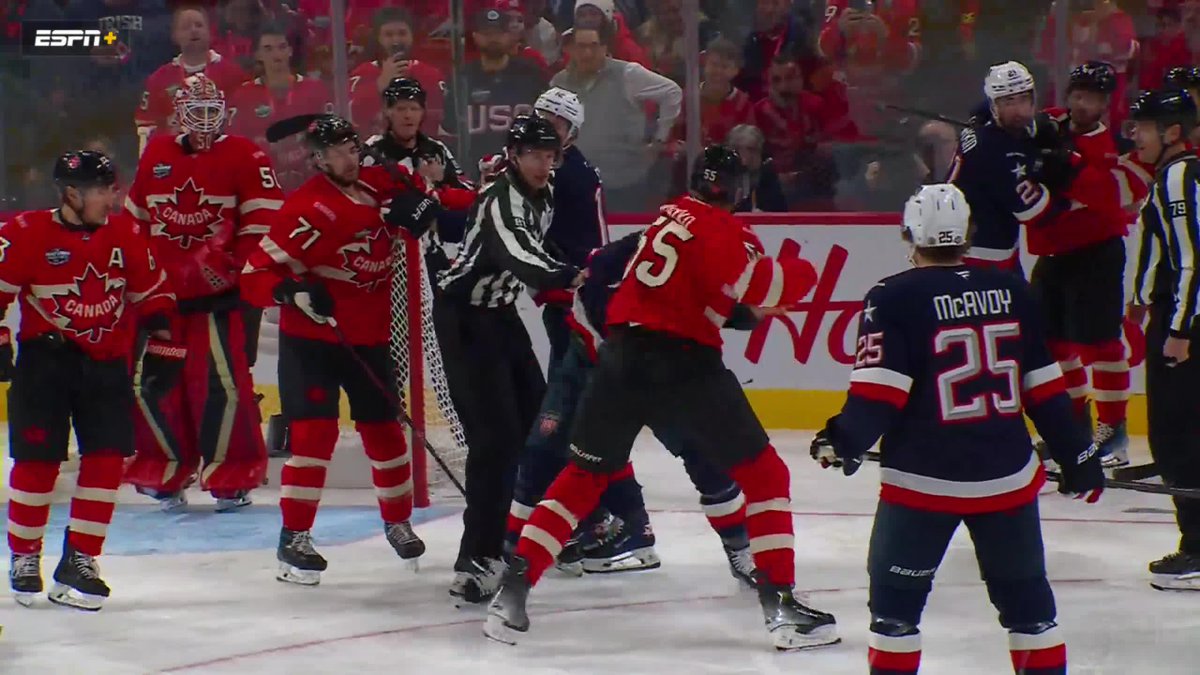 USA VS. CANADA. THREE FIGHTS TO START THE GAME 😳 📺 ABC/ESPN+/Disney+